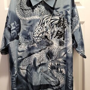 XL Vintage 90s Chinese Dragon button-down shirt